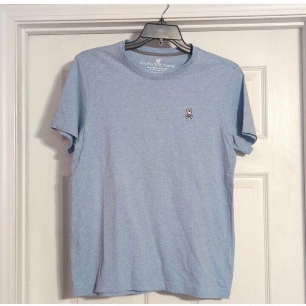 Psycho Bunny Mens sz 4M Pima Cotton Short Sleeve T-Shirt Light Blue Heather 505